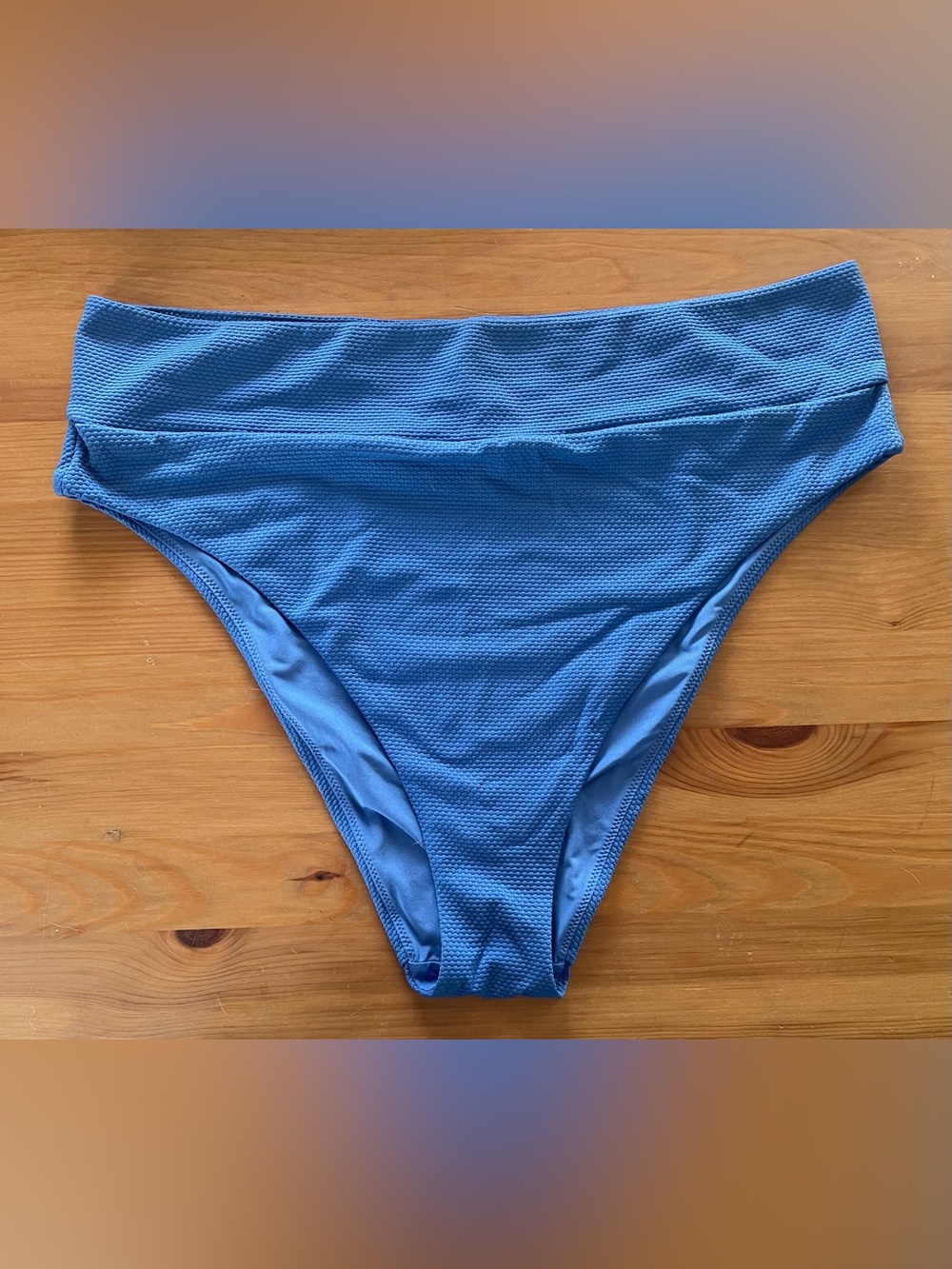 aerie High-Waist Textured Bikini Bottoms - Blue